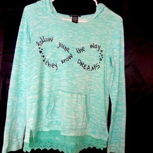 Light blue lightweight sweatshirt with hood